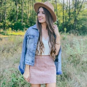 Pink Genuine Leather Skirt